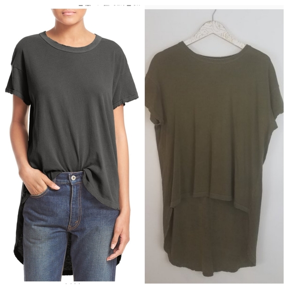 THE GREAT. Tops - The GREAT. Shirttail Distressed Short Sleeve Tee 1